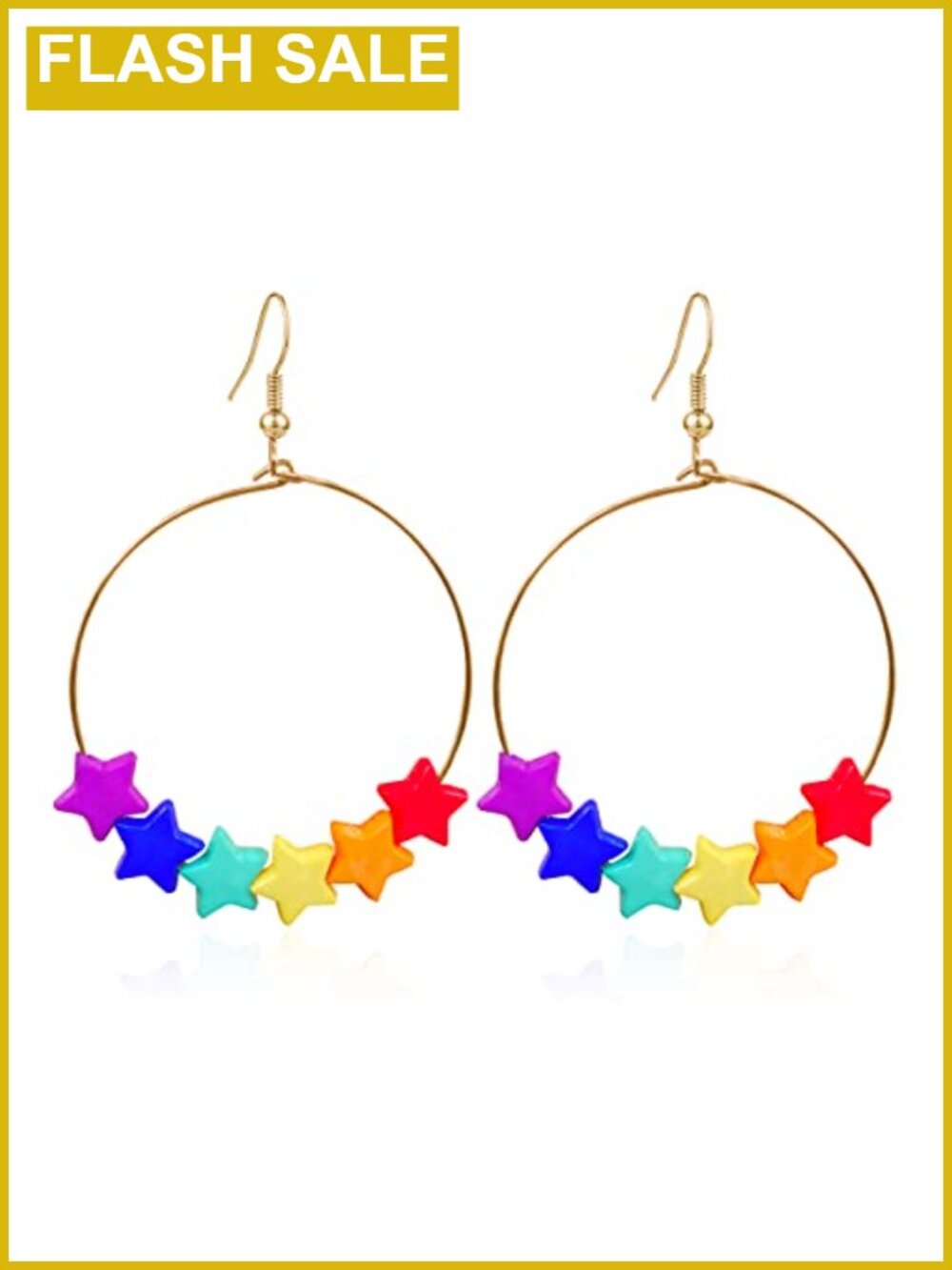 Acrylic Rainbow Heart Star Chain Tassel Dangle Drop Earrings Statement Jewelry